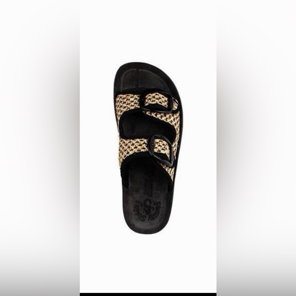 Fantasy Sandals Buckle Slide Sandals‎ Despoina Raffia Black Size 39 8.5/9
